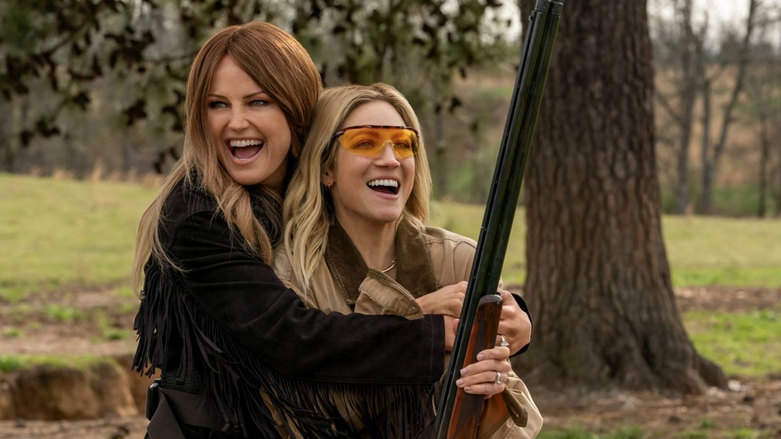 Sophie and Margo laughing in The Hunting Wives