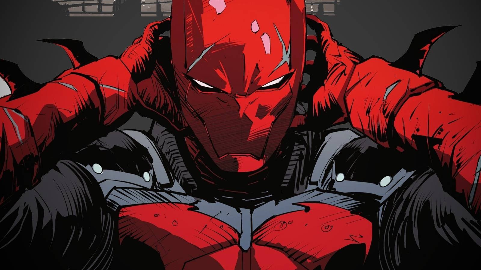 Jason Todd Putting on Batman Helmet in Knightfight Art