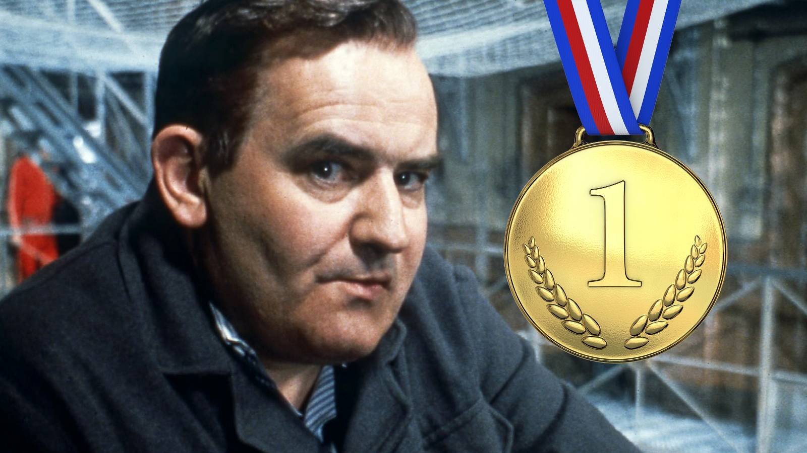 ronnie barker in porridge with a gold medal