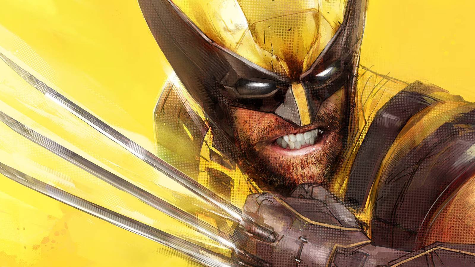 Marvel's Wolverine cover art closeup showing Logan in his iconic yellow costume, grimacing with h...