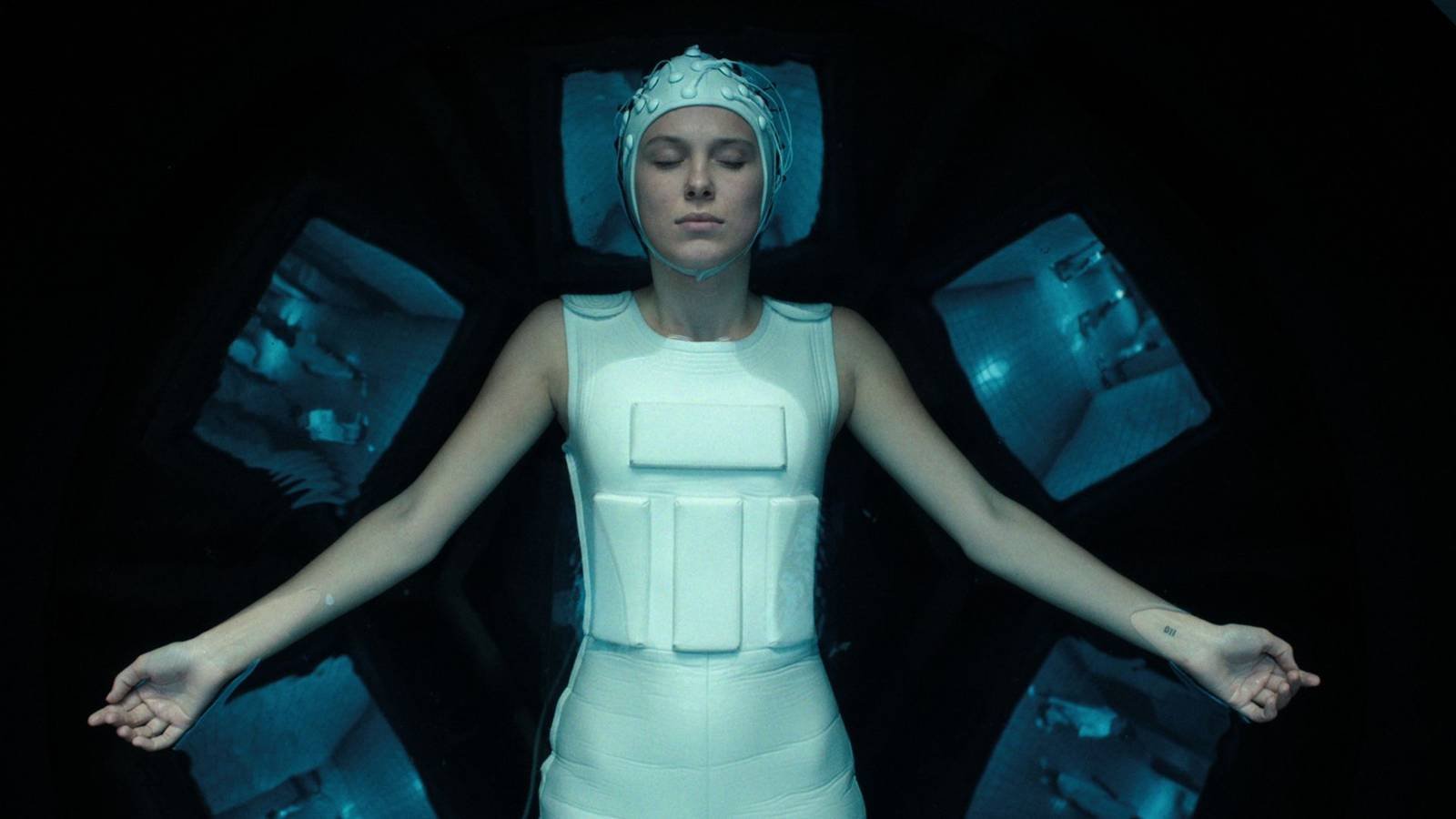 Eleven in a hydro pool in Stranger Things