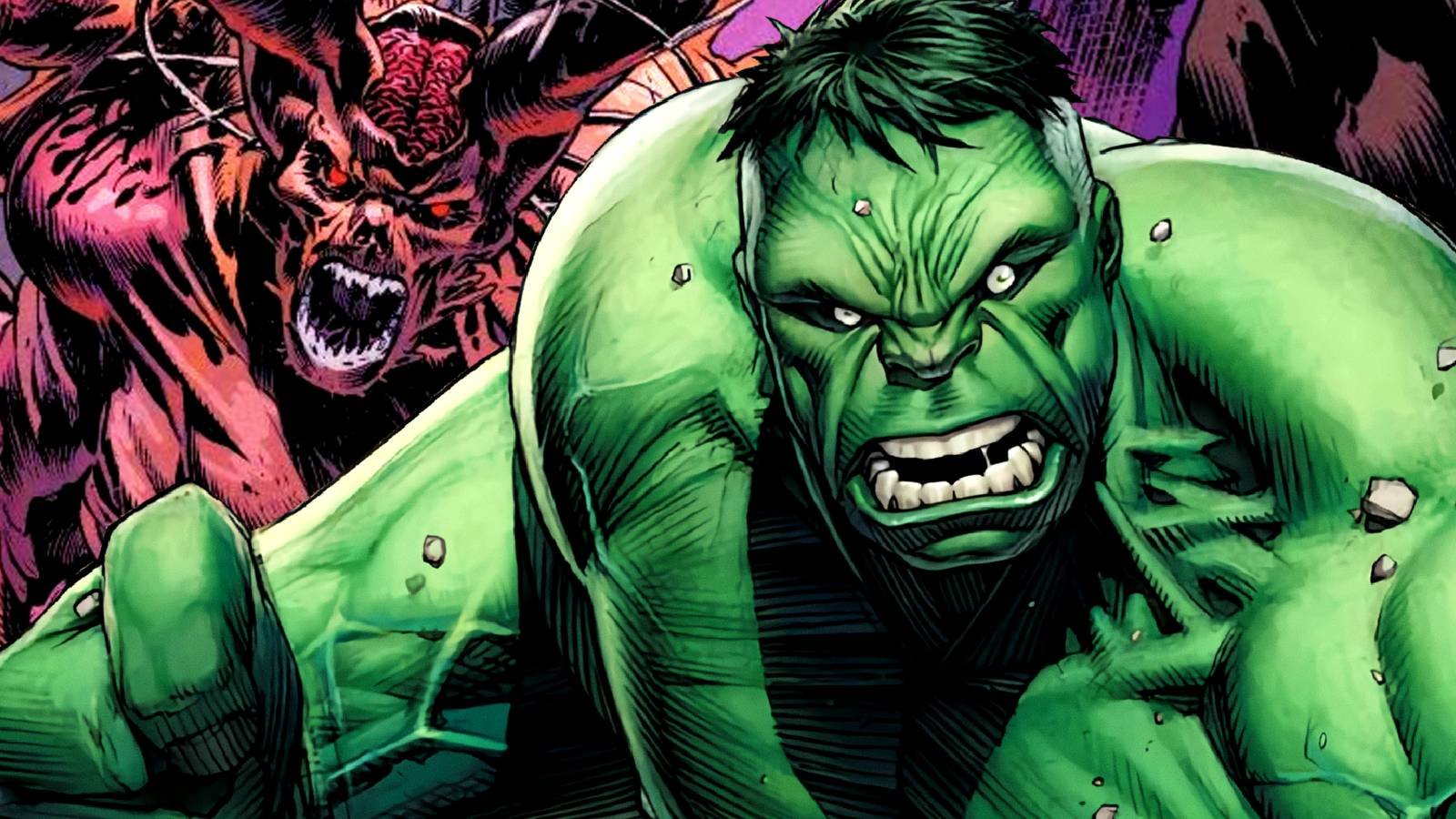 Hulk winds up a punch next to the Mother of Horrors' Eldest in Marvel Comics