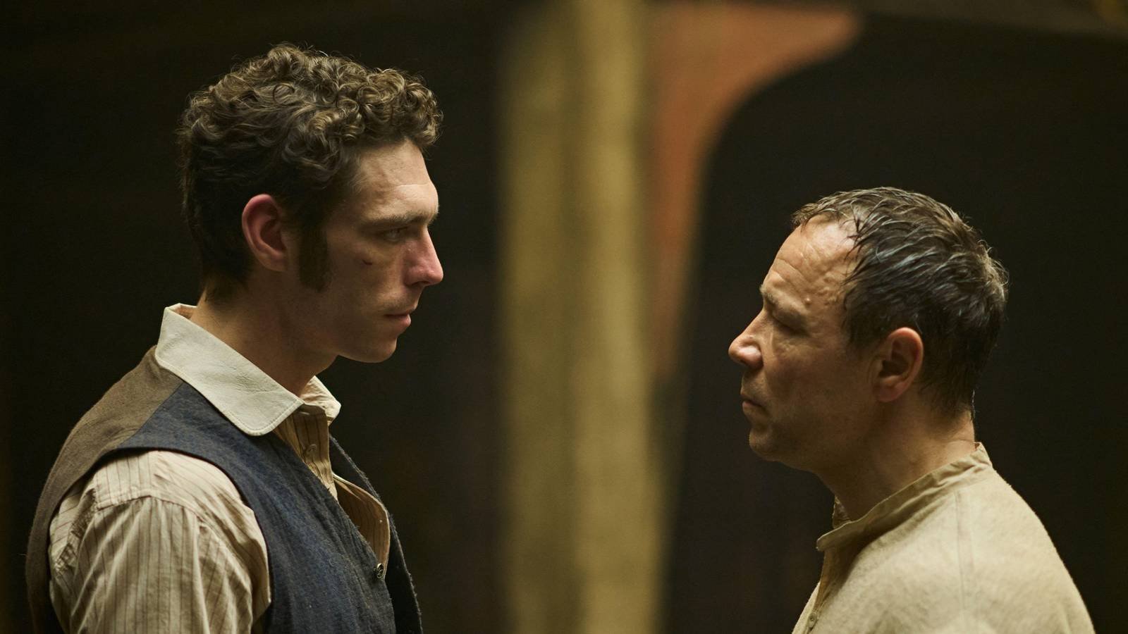 James Nelson-Joyce and Stephen Graham looking at each other in A Thousand Blows