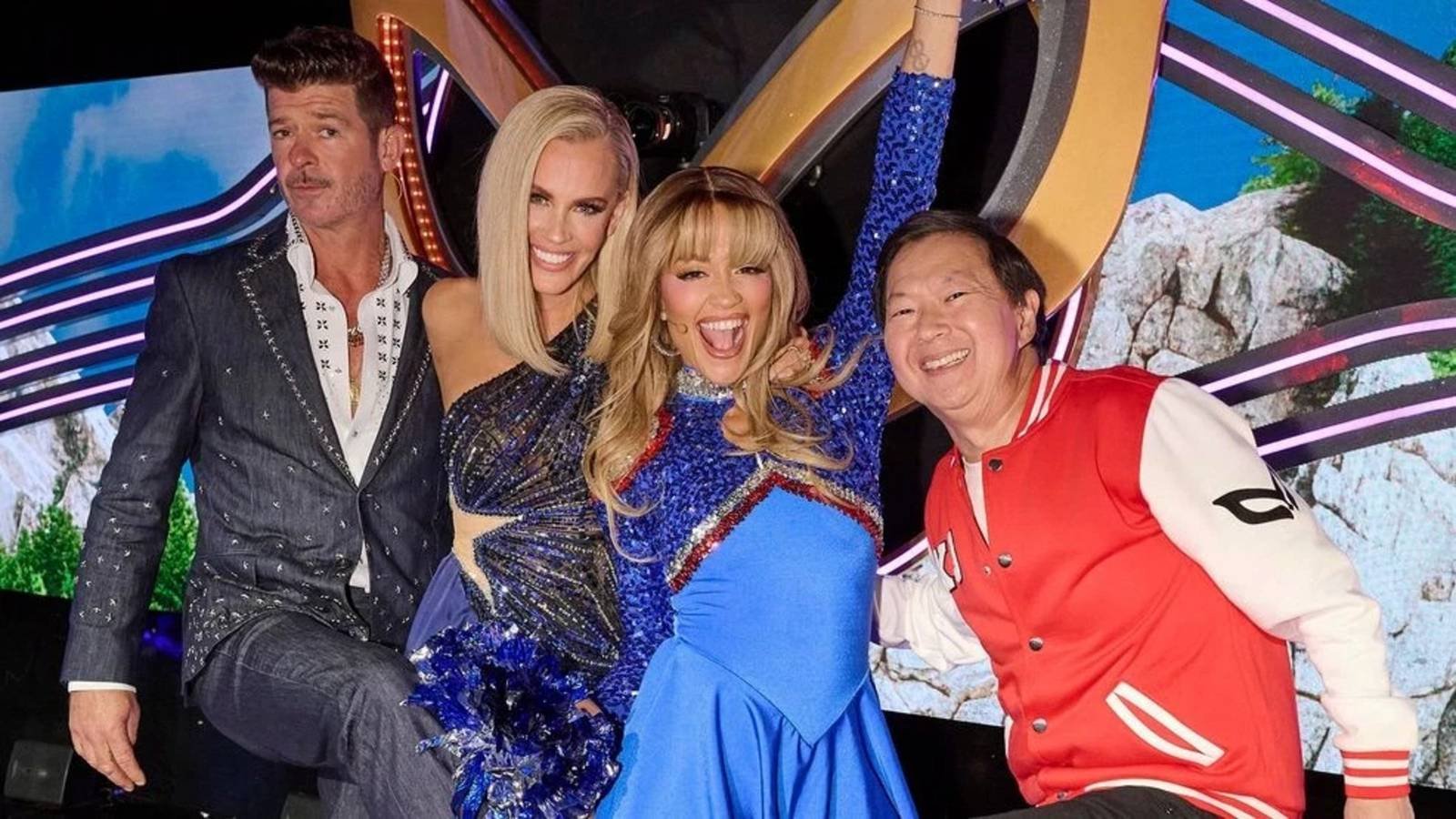 The Masked Singer Season 14 Panelists Smiling Together on Red, White & Clue Night