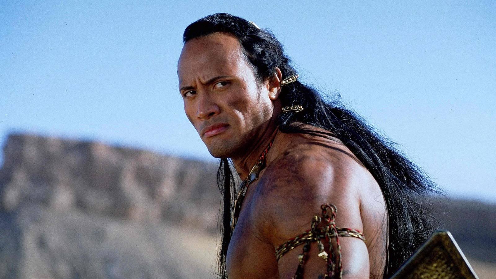 Dwayne Johnson looks menacingly off camera as Mathayus of Akkad/The Scorpion King in The Mummy R...