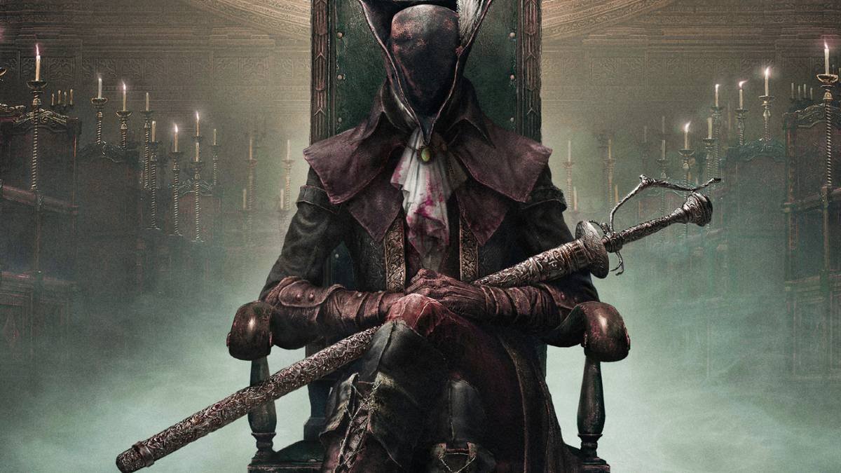 Lady Maria sitting on a throne in Bloodborne.