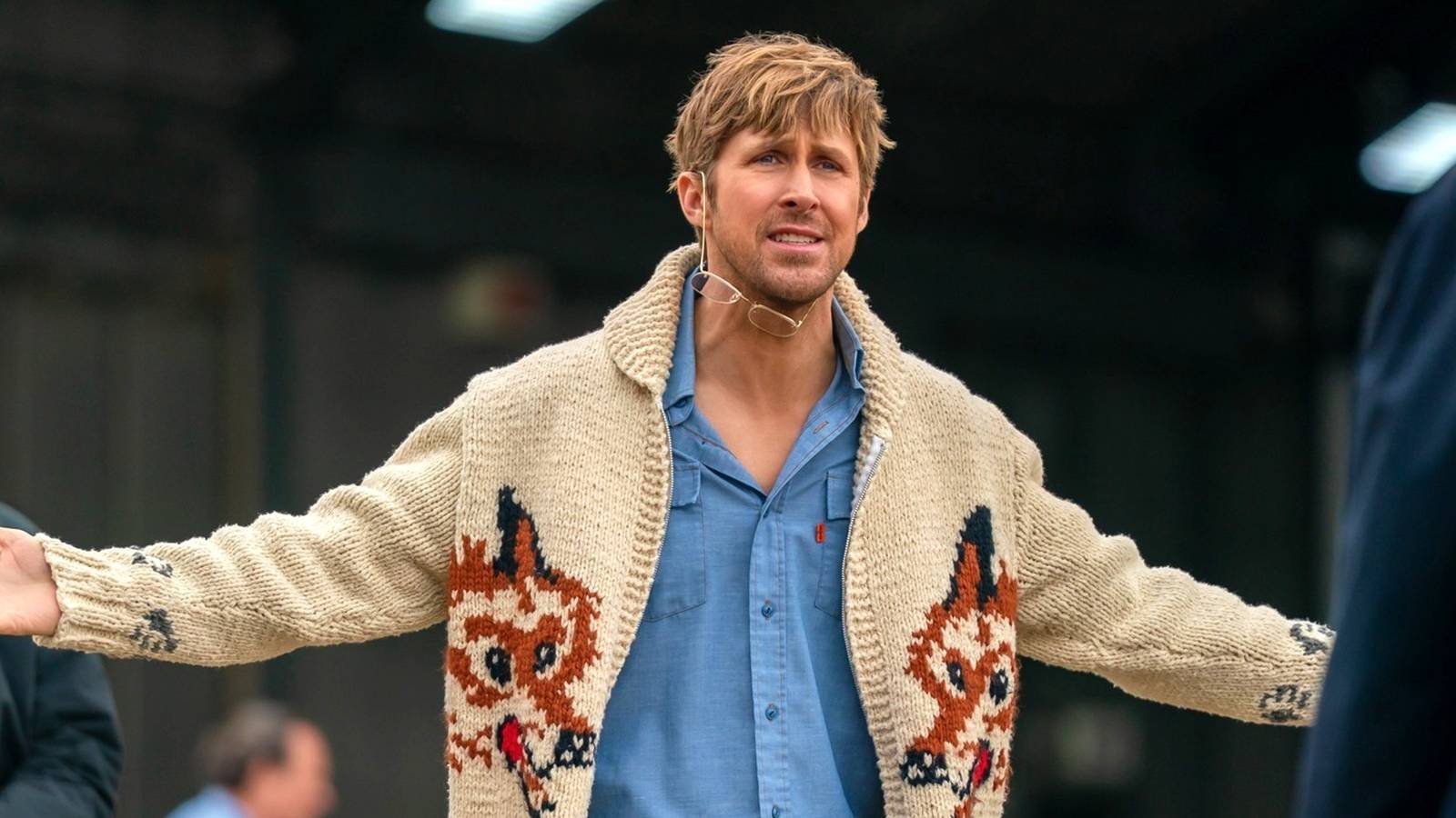 Ryan Gosling as Ryland Grace with his hands up in Project Hail Mary