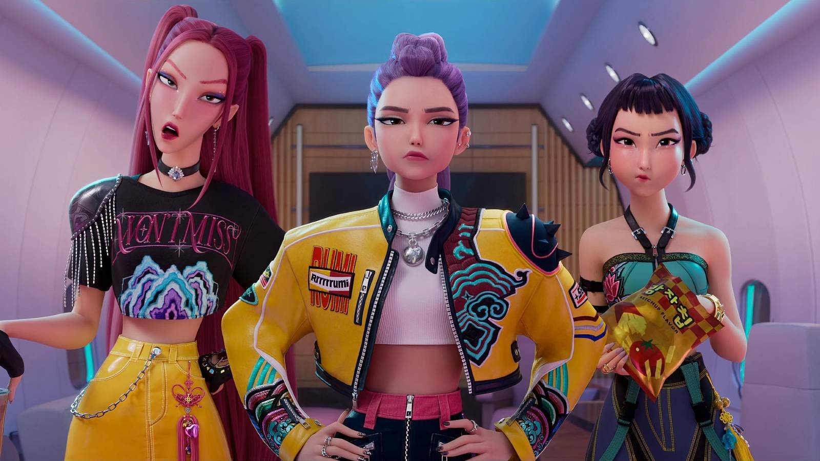 Mira, Rumi, and Zoey in KPop Demon Hunters.