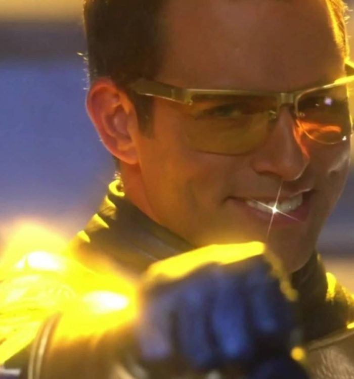 Eric Martsolf suited up as Booster Gold in Smallville season 10