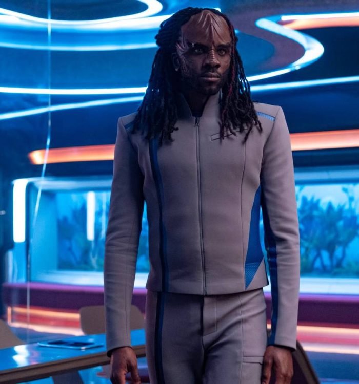 Karim Diané as Jay-Den Kraag looking serious in Star Trek Starfleet Academy