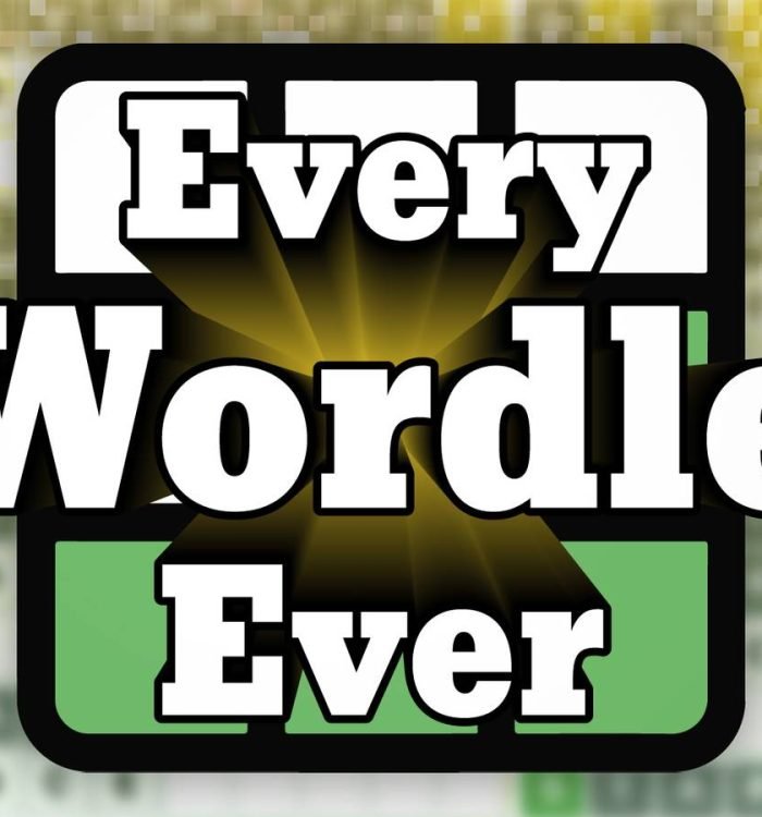 The words "Every Wordle Ever" in big letters with a background of Wordle-like boxes